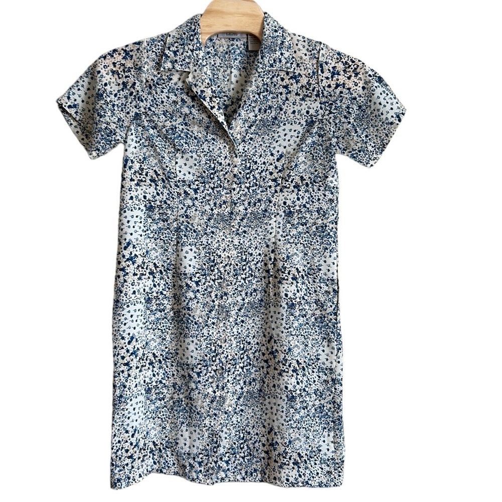 Titicos women’s mini dress size large button front floral short sleeve‎